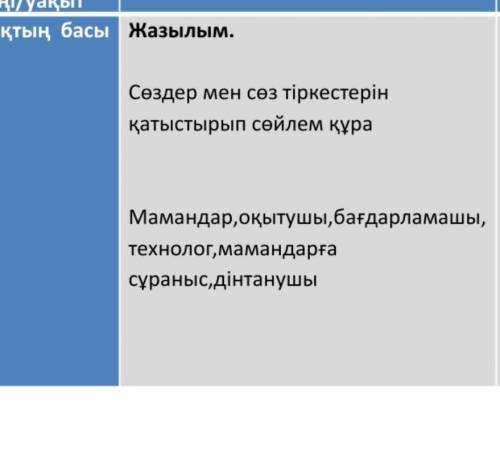 Сөздер мен сөз тіркестерін қатыстырып сөйлем құра:Мамандар, оқытышу, бағдарламашы ​