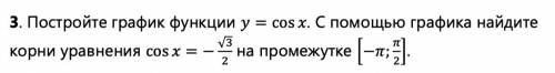 Задача с графиком функции. Нужно решение Постройте график функции y = cos x. С графика найдите корни