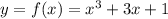 y=f(x)=x^{3}+3x+1