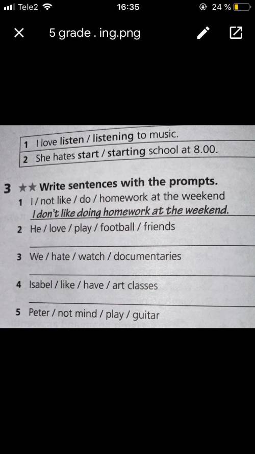 Write sentences with the prompts