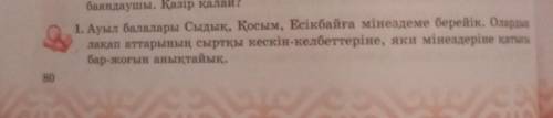 1. Ауыл балалары Сыдык, Косым, Есікбайға мінездеме берейік. Олардан лақап аттарының сырткы кескін-ке