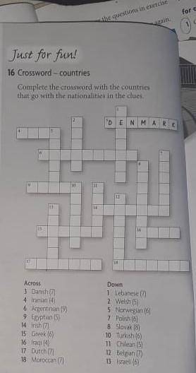 Complete the crossword with the countries​