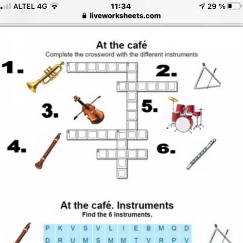 ￼complete the crossword with different instruments