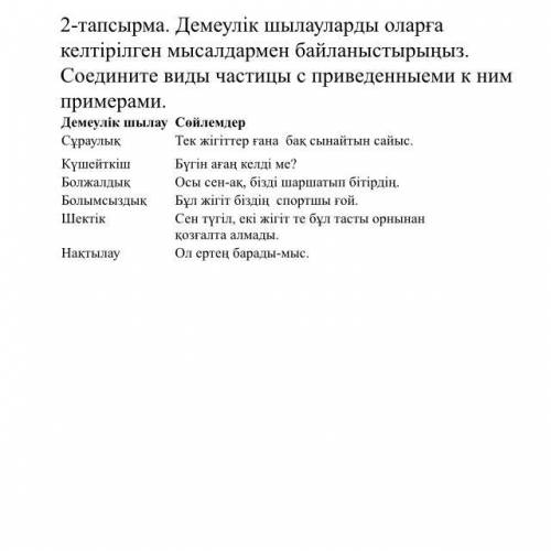 Мне не нужен перевод мне нужет нормальный ответ 2 тапсырма