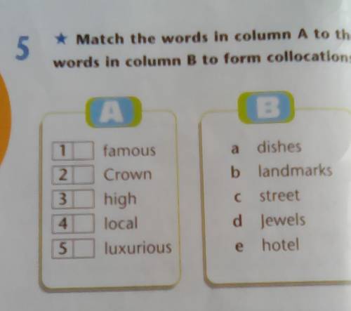 Match the words in column A to the words in column B.to form collocations​