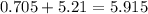 0.705 + 5. 21 = 5.915