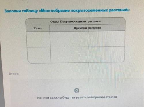Заполните таблицумногообразие покрытосеменных растений ​