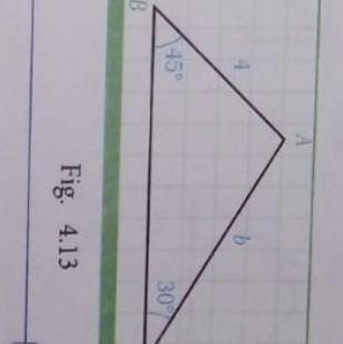 ПРИМЕР В треугольнике ABC m (угол B) = 45 °, m (угол С) = 30 °, а длина стороны c равна 4 см. Найдит