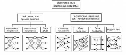 Создайте схему видов нейронных сетей . Объясните по ней принципы работы нейронных сетей