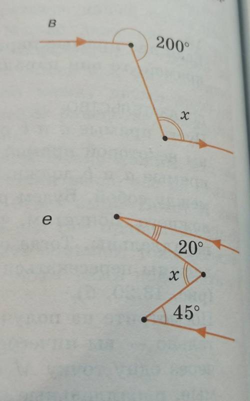 Найдите неизвестные углы на рисунках в, е. Параллельные обозначены стрелочками нужно