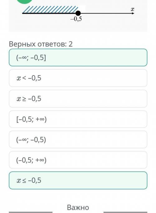 Числовые промежутки. Объединение и пересечение числовых промежутков. Урок 1 Верных ответов: 2(–∞; –0