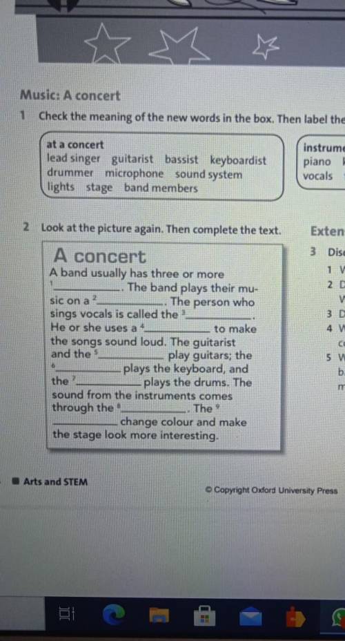 2 Look at the picture again. Then complete the text. A concertA band usually has three or more--. Th