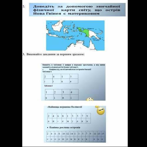 2.доведіть за до звичайної фізичної карти світу що острів нова Гвінея є материковим 3.