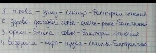 Напишите кто кем является в пищевых цепях. (Продуценты, консументы 1 порядка, консументы 2 порядка,