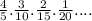 \frac{4}{5} . \frac{3}{10} . \frac{2}{15} . \frac{1}{20} ....