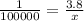 \frac{1}{100000} = \frac{3.8}{x}