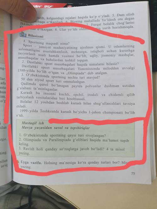 Здравствуйте задание легко, просто я не знаю узбекский. Нужно на основе текста ответить на вопросы.