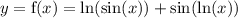 y = \mathrm{f}(x) = \ln(\sin(x)) + \sin(\ln(x))