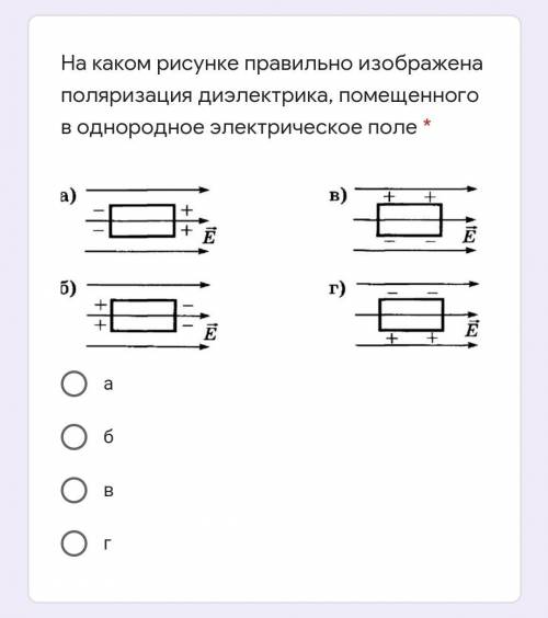 На каком рисунке правильно изображена поляризация диэлектрика