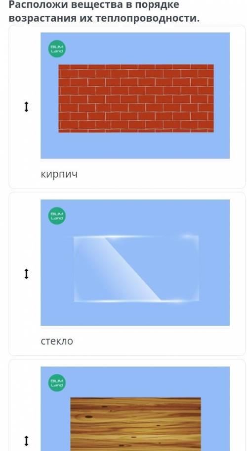 по естествознание надо расположить их теплопроводность кирпич, стекло, дерево.​