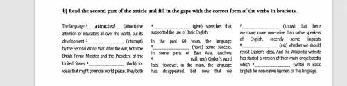 Read the second part of article and fill in the gaps with the correct form of the verbs in brackets