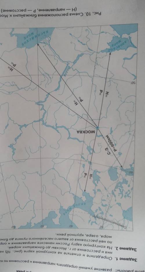 определите и отметьте на контурной карте (рис.10) направления и расстояния от г. москвы до ближайших