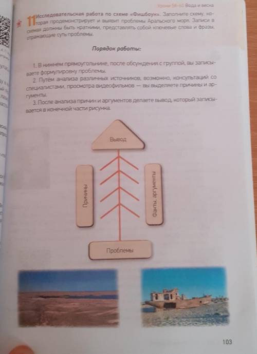 Уроки 50-60 Вода и весна 11nopИсследовательская работа по схеме «Фишбоун», Заполните схему, по-торая