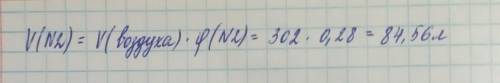 Какой объем азота смеси воздуха объемом 302 л , если известно что объемная доля азота 28 %​