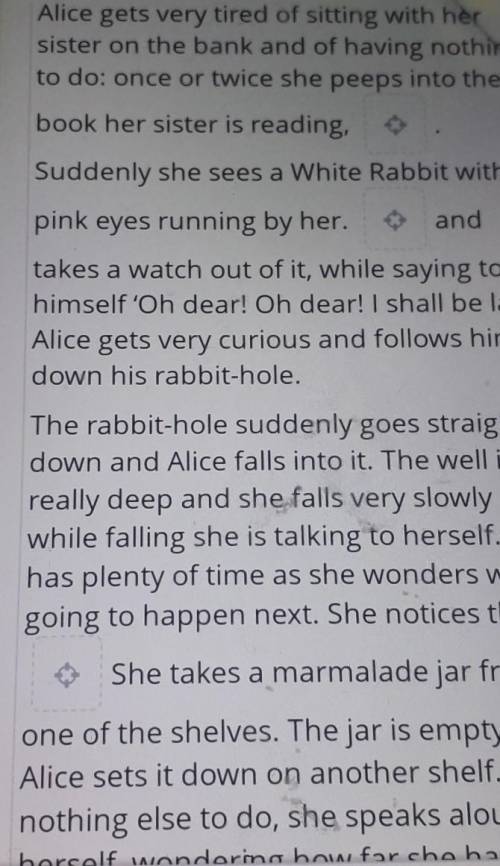 While reading, drag the sentences into the correct gap to complete thesentencesDown the Rabbit-HoleP