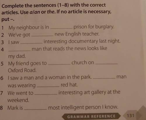 Complete the sentences (1-8) with...​