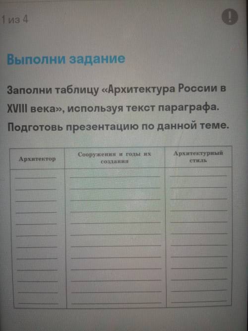 Заполните таблицу ,, Архитектура России в ХVIII века,, используя текст параграфа(учебник А.В.Торкуно