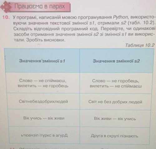 У програмі, написаній мовою програмування Python, використо- вуючи значення текстової змінної s1, от