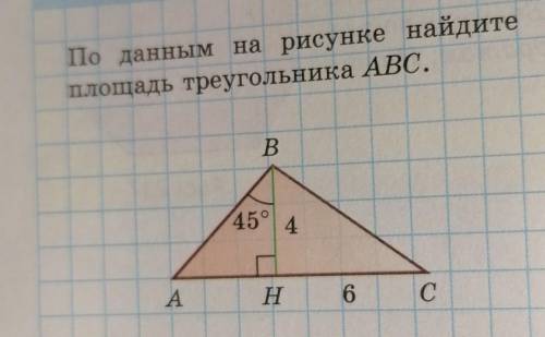 По данным на рисунке найдитеплощадь треугольника ABC.​