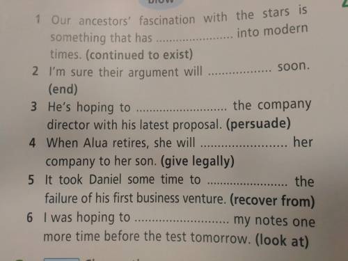 Complete the sentences with the phrasal verbs in the diagram in the correct form.