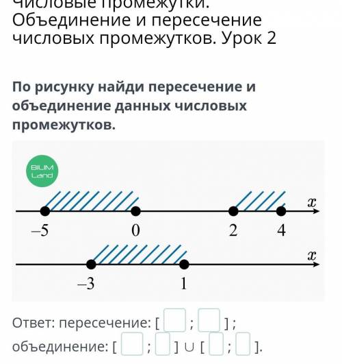 Числовые промежутки. Объединение и пересечение числовых промежутков. Урок 2 По рисунку найди пересеч