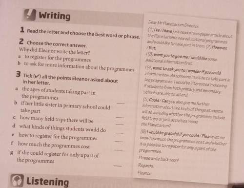 2 Choose the correct answer. Why did Eleanor write the letter?a to register for the programmesb to a