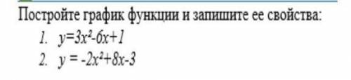 Постройте график функции и запишите её свойства. Заранее