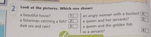 Look at the pictures. Which one shows: a beautiful house?an angry woman with a bucket? 41a fisherman