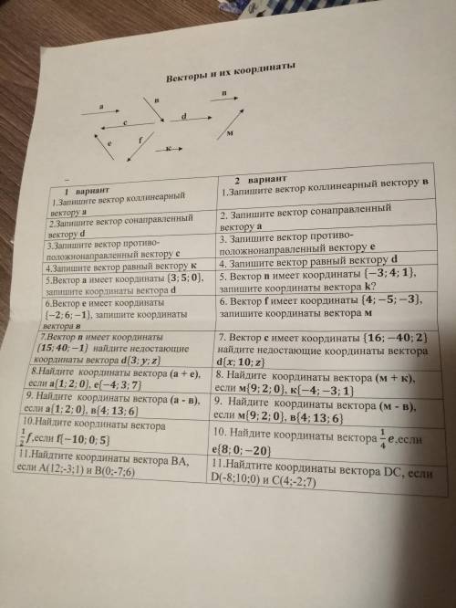 Самостоятельная по вектора. 2 вариант решите с 6 номера