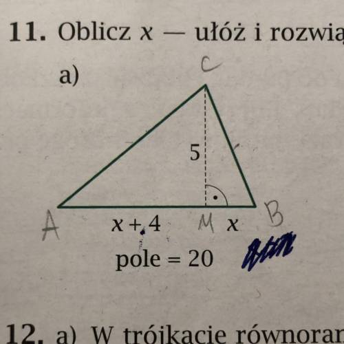 AM=x+4; MB=x; CM=5 x=? czy możesz wyjaśnić przebieg podjętej decyzji