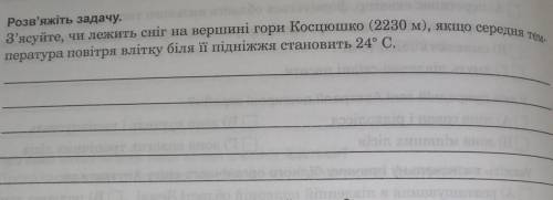 Географія 7 клас. До ть ів З'ясуйте, чи лежить сніг на вершині гори Косцюшко (2230 м), якщо середня