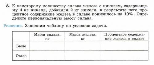 сплав из никеля и железа . сначала никеля было 4кг потом6 кг (добавили 2 кг). изза этого процентное