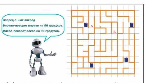 1. Составьте для Робота алгоритм прохода из точки А в точку В по лабиринту, изображенному на рисунке