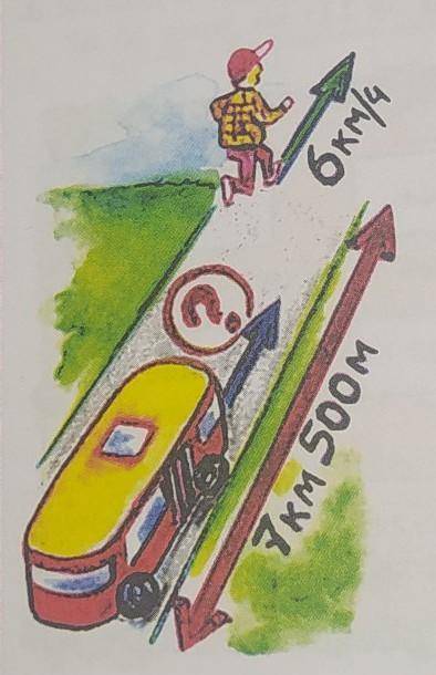 Из двух пунктов, расстояние между которыми 7 км 500м, одновременно в одном направлении вышел пешеход