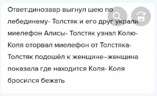 Составьте сюжетную линию 14-й главы, соблюдая логическую цепочку. Перочинный ножикинициалыАлиса на б