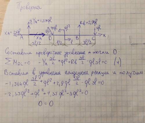 дана схема. P1=ql P2=? M1=3ql² M2=2ql² Найти силы, которые действуют на опоры и задают внешнюю нагру