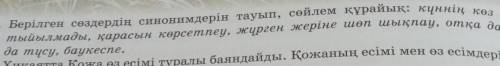 3. Берілген сөздердің синонимдерін тауып, сөйлем құрайық: күннің көз жасы тыйылмады, қарасын көрсетп