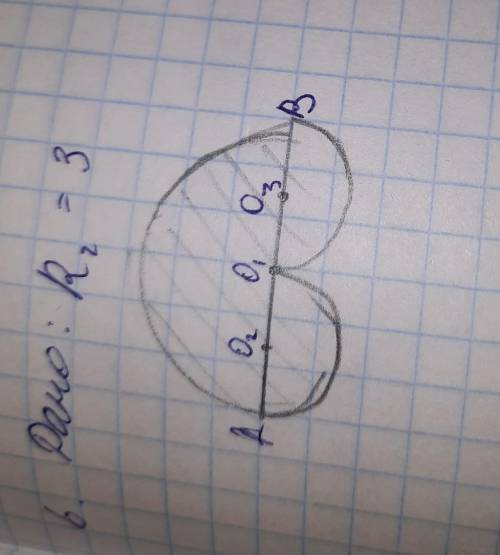 найдите площади закрашенных фигур Дано: R2=3​