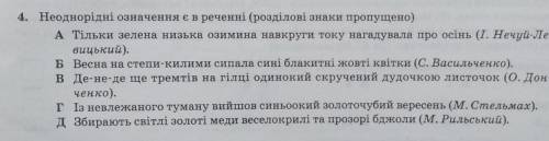 Неоднорідні означення є в реченні (розділові знаки пропущено)​