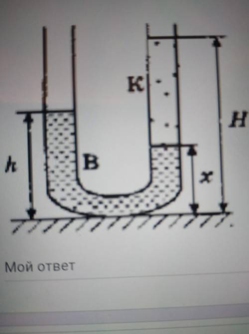 В U-образную трубку свертикальными прямымиколенами налиты керосин ивода (см. рисунок). Нарисунке = 1